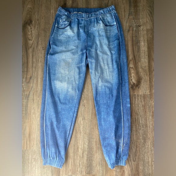 Zyia Active Womens Light Denim Distressed Tight Hi-Rise Legging - Picture 3 of 3